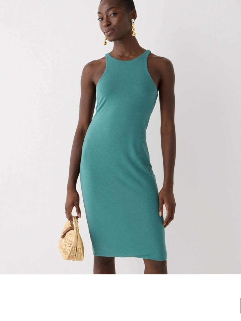 J. Crew Teal FormKnit High-Neck Midi Dress